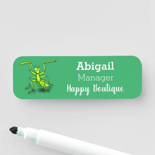 緑おもしろいの祈マンティス漫画イラストレーション 名札 (インサイチュ)