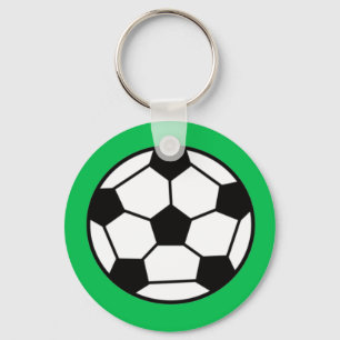 緑おもしろいの背景のサッカーボール キーホルダー