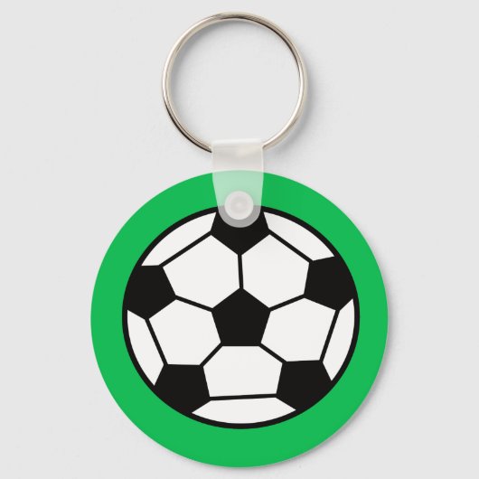 緑おもしろいの背景のサッカーボール キーホルダー (正面)
