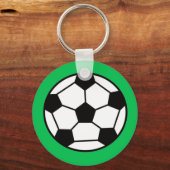 緑おもしろいの背景のサッカーボール キーホルダー (正面)
