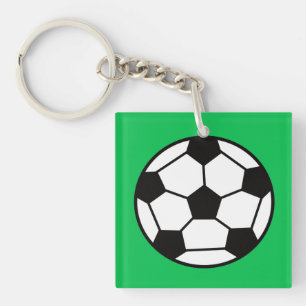 緑おもしろいの背景のサッカーボール キーホルダー