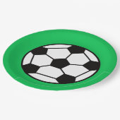 緑おもしろいの背景のサッカーボール ペーパープレート (アングル)