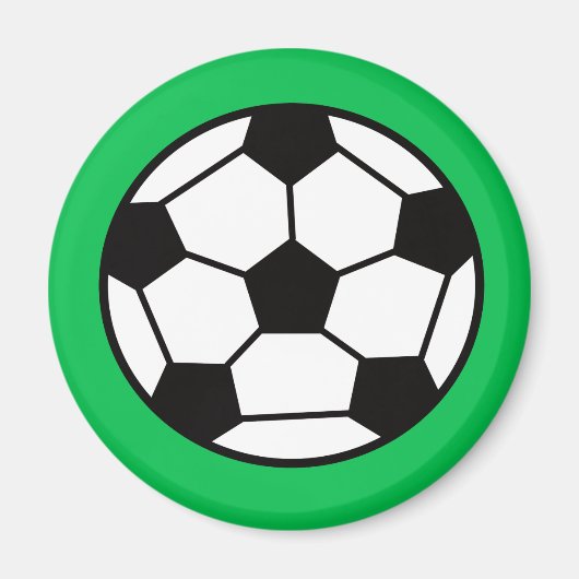 緑おもしろいの背景のサッカーボール マグネット (正面)