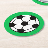緑おもしろいの背景のサッカーボール ラウンドペーパーコースター (アングル)
