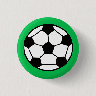 緑おもしろいの背景のサッカーボール 缶バッジ