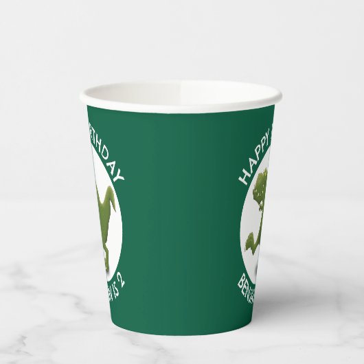 緑おもしろいのtレックスの漫画パーソナライズされた 紙コップ (左)