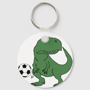 緑おもしろいのTレックスの遊サッカー キーホルダー