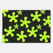 緑おもしろい粘液白黒灰色子供の誕生日 ラッピングペーパーシート (正面3)