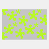 緑おもしろい粘液白黒灰色子供の誕生日 ラッピングペーパーシート (正面2)