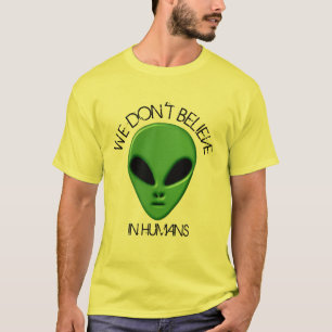 緑おもしろい色エイリアン信じ、人クール間ET Tシャツ