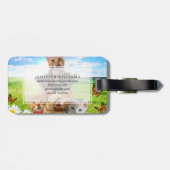緑おもしろい野で子猫 ラゲッジタグ (裏面横)