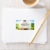 緑おもしろい野で子猫 ラベル (インサイチュ)