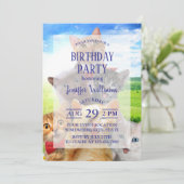 緑おもしろい野で子猫 招待状 (スタンド正面)