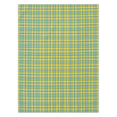 緑およびイエロー・ゴールドのスポーティな格子縞 テーブルクロス (正面)