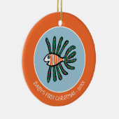 緑およびオレンジ対のひれの魚 セラミックオーナメント (右)