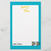 緑およびオレンジ対のひれの魚 便箋 (正面)