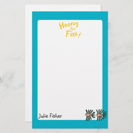 緑およびオレンジ対のひれの魚 便箋 (正面/裏面)