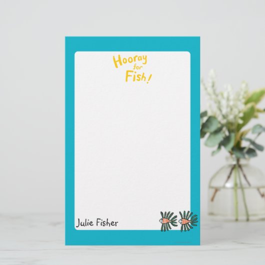 緑およびオレンジ対のひれの魚 便箋 (スタンド正面)