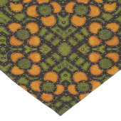 緑およびオレンジ花パターン ロングテーブルランナー (コーナー)