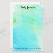 緑およびターコイズの水彩画のカスタムの文房具 便箋 (正面/裏面)