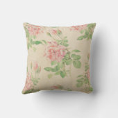 緑およびピンクのヴィンテージの花柄の装飾用クッション クッション (裏面)