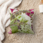 緑およびピンクの植物の枕 クッション (ブランケット)