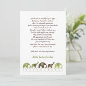 緑およびブラウン象は詩が付いているノート感謝していしています サンキューカード (スタンド正面)