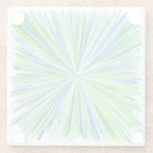 緑およびブルーライン破烈パターンの陰 ガラスコースター (裏面)