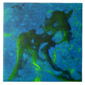 緑および水の青の石灰岩の抽象芸術 タイル (正面)