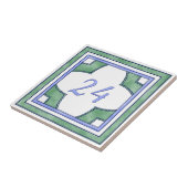 緑および淡いブルーの大きい屋家番号 タイル (側面)