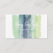緑および濃紺の水彩画のブラシの打撃 名刺 (正面)