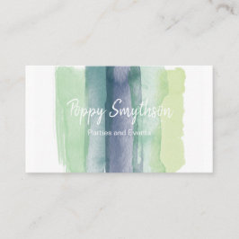 緑および濃紺の水彩画のブラシの打撃 名刺