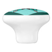 緑および白いキルトのデザインのノブ セラミックノブ (側面)