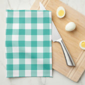 緑および白いギンガムの点検パターン キッチンタオル (四つ折り)