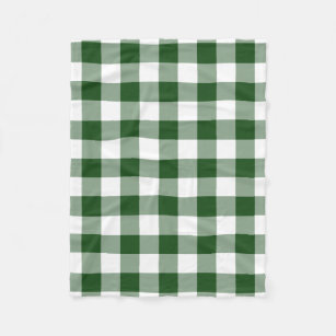 緑および白いギンガムパターン フリースブランケット
