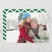 緑および白いシェブロンの写真の休日カード シーズンカード (正面/裏面)