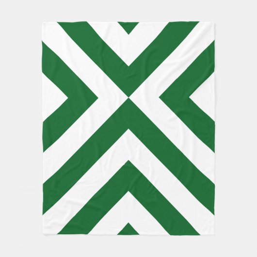 緑および白いシェブロン フリースブランケット (正面)