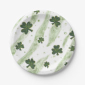 緑および白いシャムロックパターンアイルランドの紙皿 ペーパープレート (正面)