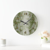 緑および白い大理石 ラージ壁時計 (ホーム)