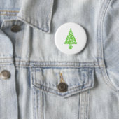 緑および白のクリスマスツリー 缶バッジ (インサイチュ)