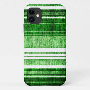 緑および白のストライプのグランジな質 iPhone 11 ケース