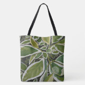 緑および白ミズキの木のトート トートバッグ (裏面)