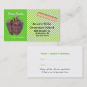 緑および白人の先生の写真の名刺 名刺 (正面/裏面)