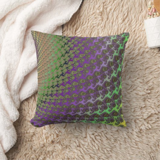 緑および紫色の抽象的なフラクタルの装飾用クッション クッション (ブランケット)