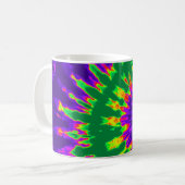 緑および紫色の絞り染め コーヒーマグカップ (正面左)