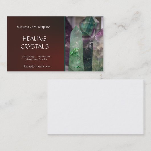 緑および紫色の螢石の治療の水晶 名刺 (正面/裏面)