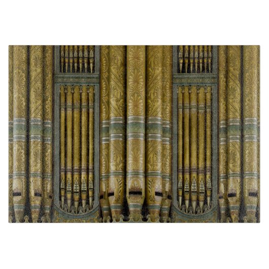 緑および金ゴールドのオルガン管のまな板 カッティングボード (正面)