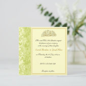 緑および金ゴールドのブロケードのイスラム教の結婚式 招待状 (スタンド正面)