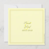 緑および金ゴールドのブロケードのイスラム教の結婚式 招待状 (裏面)