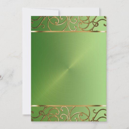 緑および金ゴールドの休日のパーティの招待状 招待状 (正面)